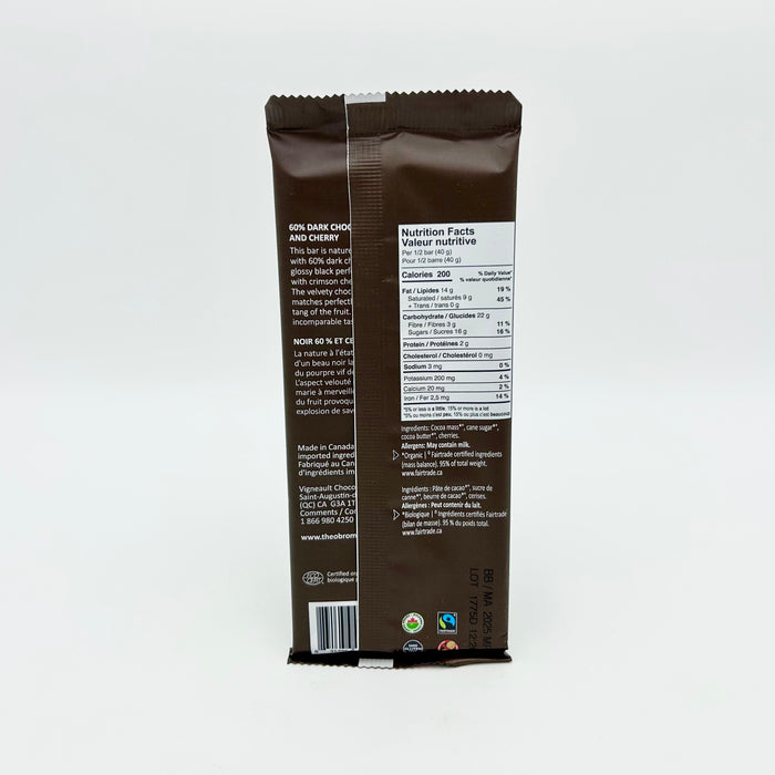 Theobroma 60% Cocoa Chocolate Bar with Cherry Chunks (organic)